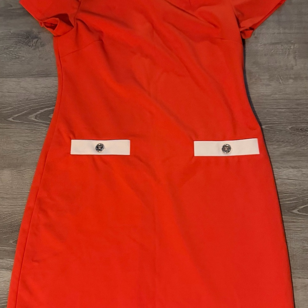 Tommy Hilfiger Red Midi Dress with White Details